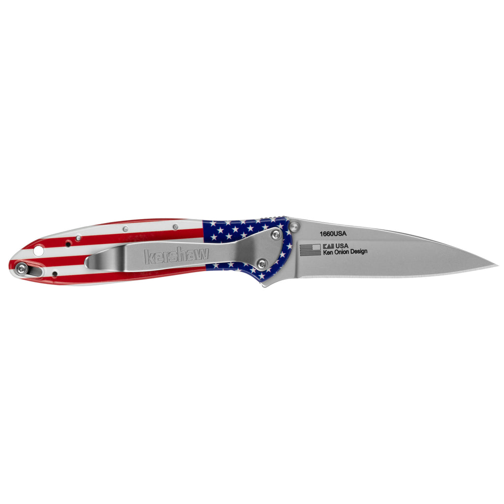 Kershaw Leek – 3" USA Flag/Silver