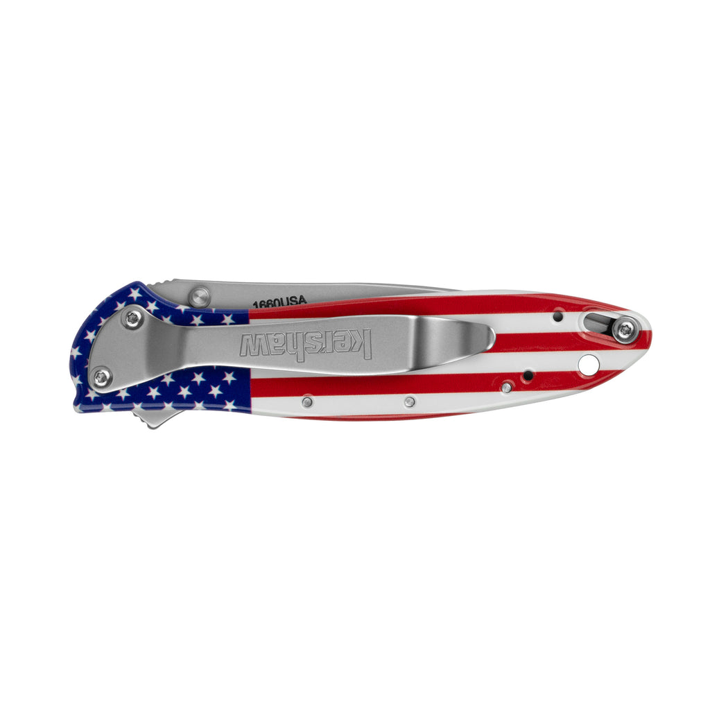 Kershaw Leek – 3" USA Flag/Silver